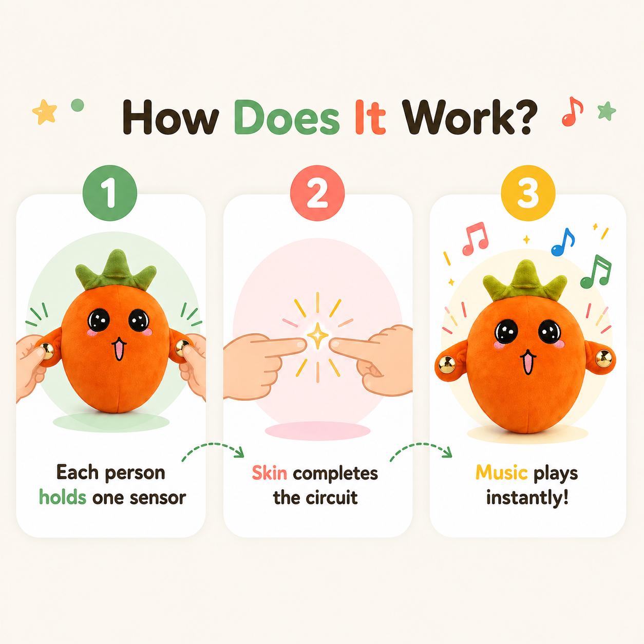 Cute Musical Orange Plush Toy
