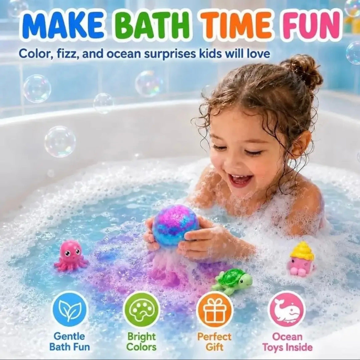 12x Kids Surprise Bath Bomb | Fun Fizzy Bath Bomb with Toy Inside