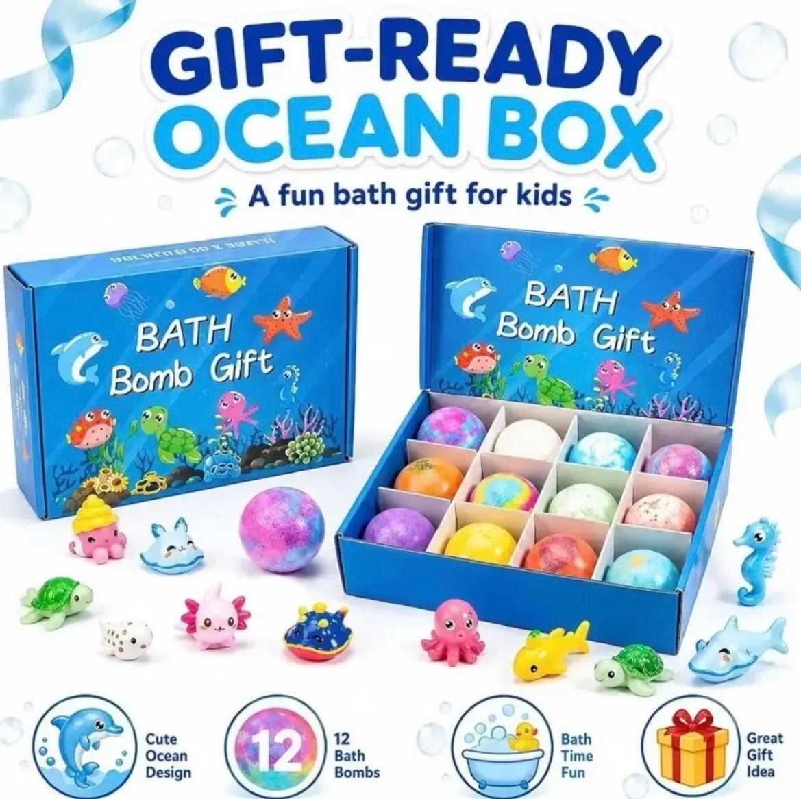 12x Kids Surprise Bath Bomb | Fun Fizzy Bath Bomb with Toy Inside